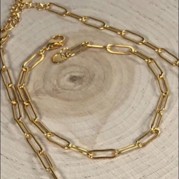 Set Gold rectangle chain necklace & bracelet set - Picture 9 of 9